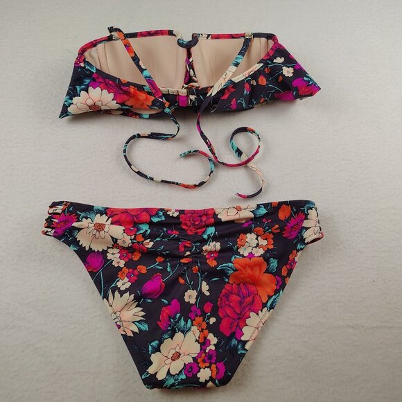 Shade & Share Floral Cheeky Halter Push-Up Bikini Bathing Suit Sz Small - Picture 2 of 9